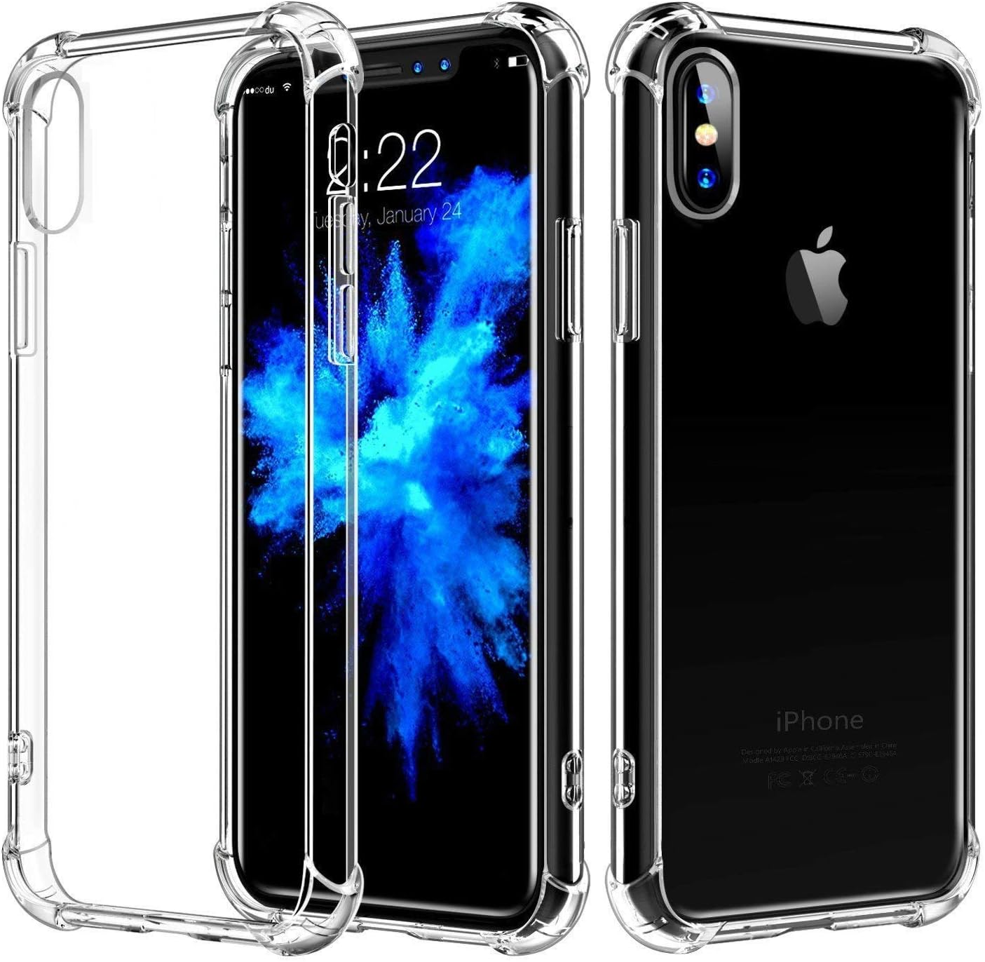RKVMM Apple Iphone X Case, Clear Shock Proof Bumper TPU Cover for Apple IPhone X 5.8 Inch (Wireless Charging Compatible