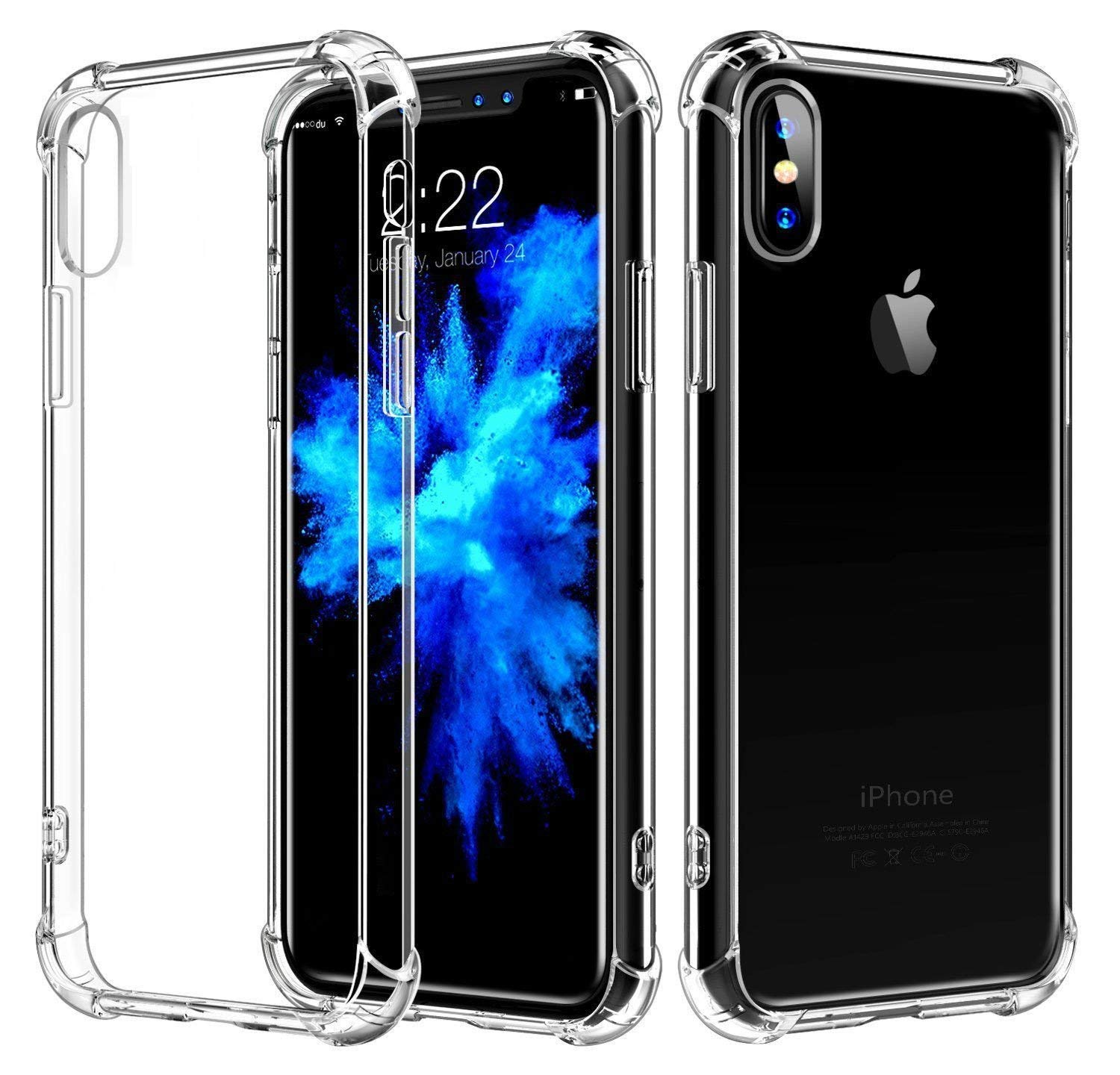 RKVMM Apple Iphone X Case, Clear Shock Proof Bumper TPU Cover for Apple IPhone X 5.8 Inch (Wireless Charging Compatible, Anti-Slip, Scratch Resistant, Lightweight, Crystal Clear)