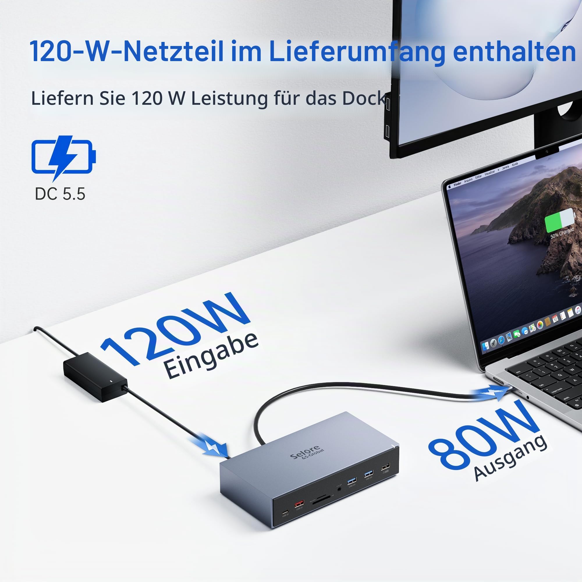Displaylink Dock USB C Docking Station 3 HDMI 2 DP Universal Dockingstation 120W Netzteil kompatibel mit MacBook M1/M2,USB3.1 10G Adapter Triple Monitor Dual DisplayPort RJ45 für HP Dell, usw 6