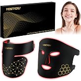 YOEYOU Red Light Therapy for Face and Neck, 850nm Infrared &amp; Red Light Mask, 4 Modes LED Face Mask Light Therapy with Neck Masks, 2600mAh Rechargeable Portable Skincare Device at Home &amp; Travel