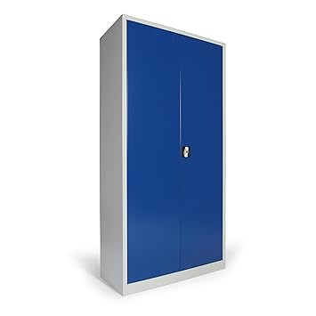 Protaurus Werkzeug-Flügeltürschrank, 4 verzinkte Fachböden, HxBxT 1950x925x420mm, Korpus RAL 7035 Lichtgrau, Türen RAL 5010 E