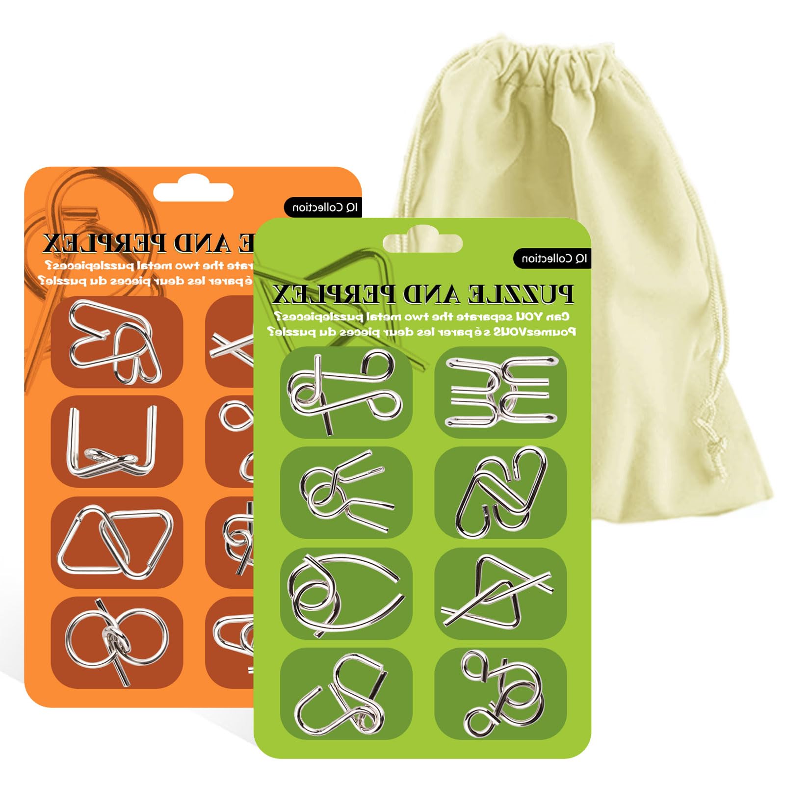 Surplex Mini Brain Teasers Metal Puzzle, IQ Toys IQ Test Mind Game Toys Magic Trick Educational Intelligence Puzzles Toy for Kids Students & Adults, Set of 16