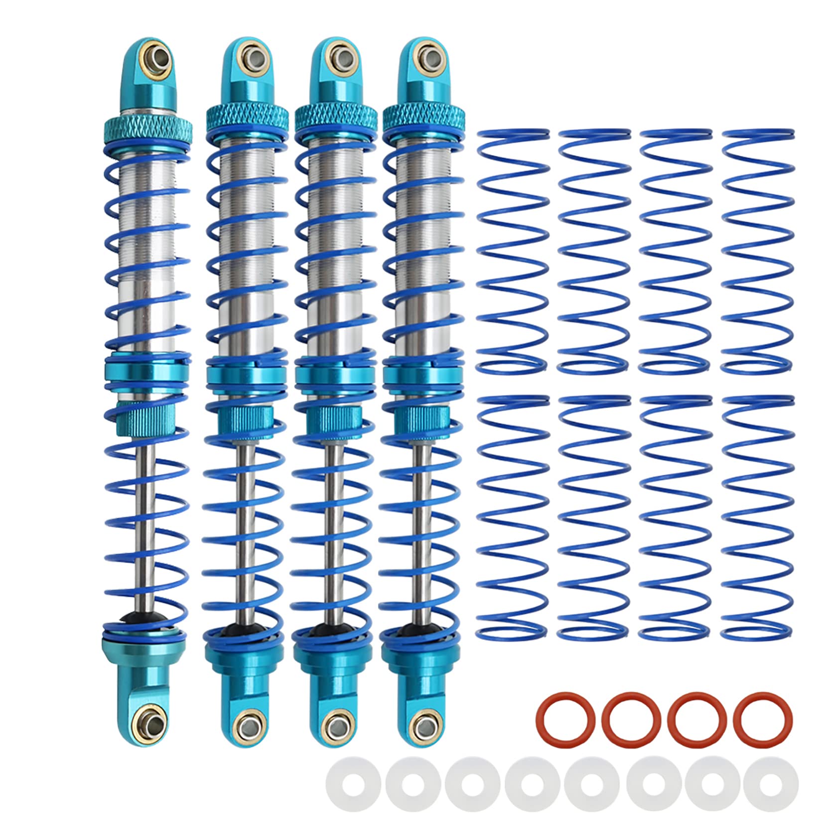 RXZIXYL 4-Pack Front Rear RC Shock Absorber 70mm 80mm 90mm 100mm 110mm 120mm Adjustable Assembled Spring Damper Axial SCX10 Oil Damper for 1/10 RC Crawler Car AXI03007 RBX10 D90 TRX4…
