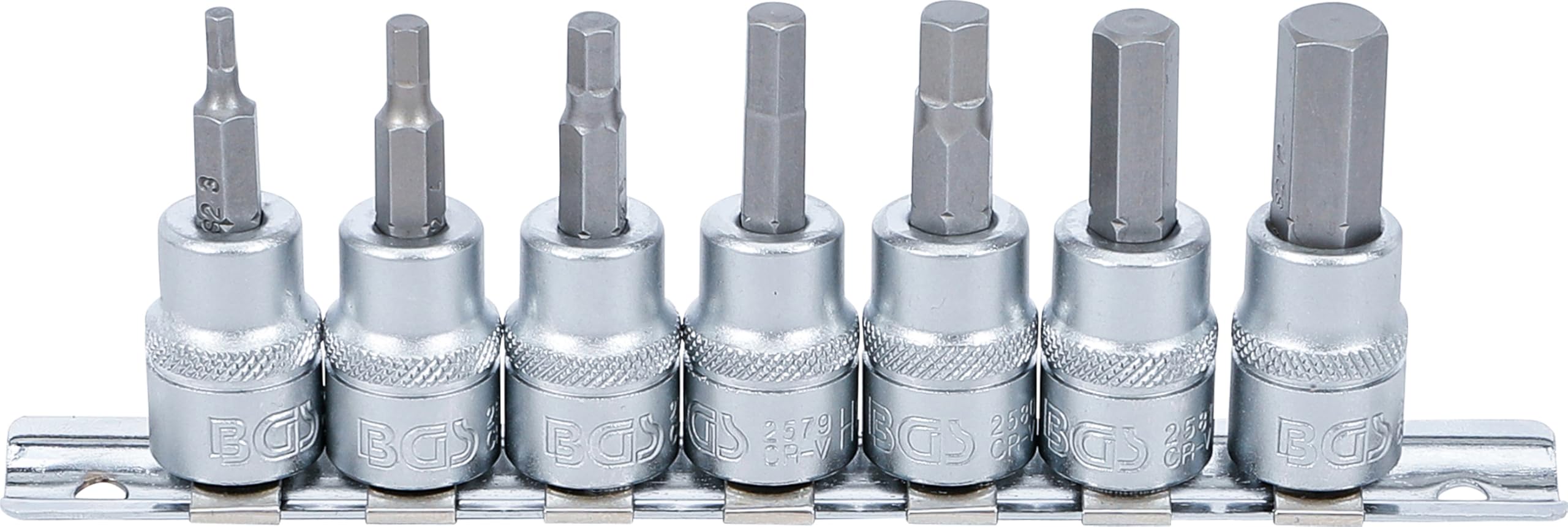 BGS 5107 | Bit Socket Set | 10 mm (3/8") Drive | internal Hexagon 3 - 10 mm | 7 pcs.