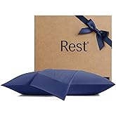 REST® Evercool®+ Cooling Pillowcases King - 2 Pillowcases for Sensitive Skin, Silver Infused Fabric for Hygienic Sleep, Silky Smooth for Curly Hair, High Elastic for Snug Fit (19x35 inches)