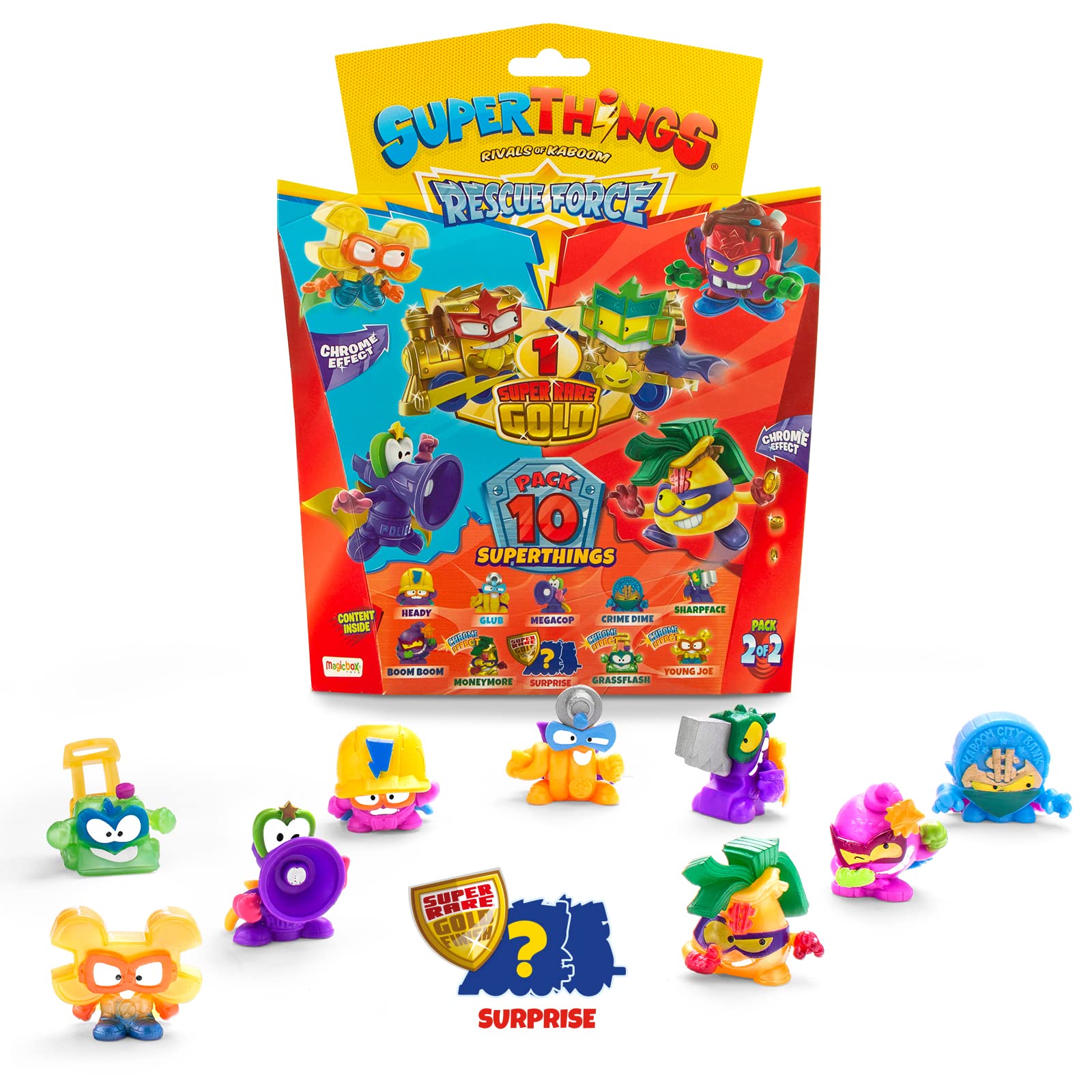 SUPERTHINGS Rescue Force Series – SuperThings 10-Pack, includes 1 super rare gold coloured leader 1/3