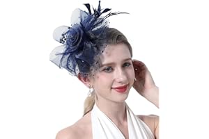 fghuim Women's Organza Church Kentucky Derby British Bridal Tea Party Wedding Hat Feather Hair Clip Fascinators Hat