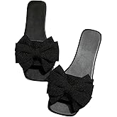 GORGLITTER Women's Bow Sandals Gold Square Open Toe Boho Dressy Cute Wedding Vacation Summer Slides Shoes 2025