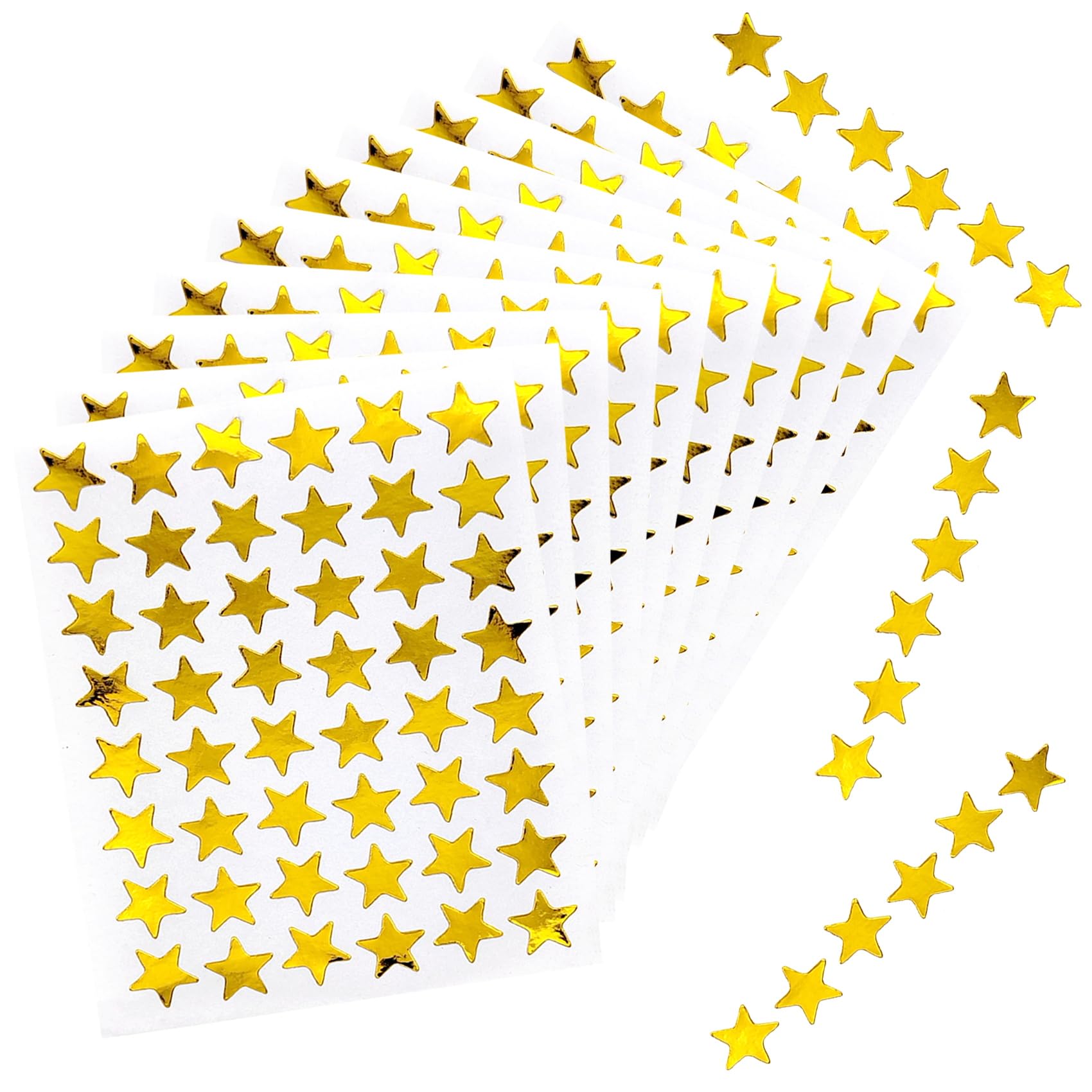 Gold Star Stickers - 2400 Pack, 50 Sheets, 0.6" Diameter, Reward Chart Stickers for Kids