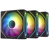 DARKROCK Black F120 3in1 120mm Infinite Mirror Design Case Fans | 24 LED Lights PWM Control &amp; ARGB effect, Hydraulic HDB Bearing for Low-Noise Operation - Suitable for Most PC Cooling Systems