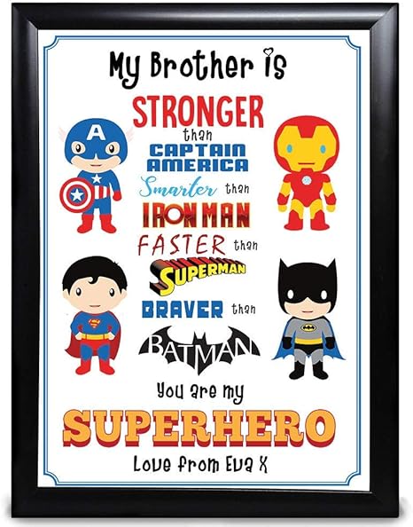 Regali Di Natale Per Mio Fratello.Personalizzato Fratello Regali Tu Are Mio Supereroe Regalo Con Capitan America Iron Man Superman E Batman Super Eroi Da Marvel E Dc Comics Da Sorelle O Famiglia Per Compleanno O Natale Amazon It