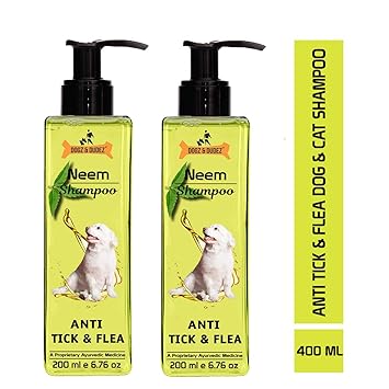 Dogz & Dudez Dog Shampoo Anti Tick and Flea Organic Natural Neem and Lemongrass Insect Repellent -400 ml
