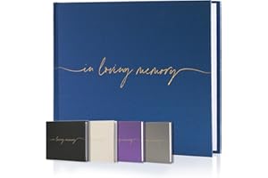 Braveriky Twill Funeral Guest Book - in Loving Memory Guestbook with a Memory Table Sign - Hardcover Guest Sign in Book for Funeral Service - 320 Entries, 9"x7.5", Navy