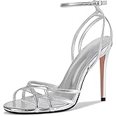 HOCHFART Womens Strappy Lace up Heels Sandals Sexy Stiletto High Heeled Open Square Toe Strap Summer Dress Shoes