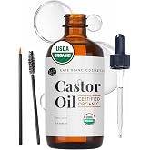 Kate Blanc Cosmetics Castor Oil Organic for Hair, Lashes, Face, Skin (2oz) | 100% Pure, Cold Pressed, Hexane Free Hair Oil in Glass Bottle. Lash Serum for Thicker-Looking Eyelashes &amp; Eyebrows