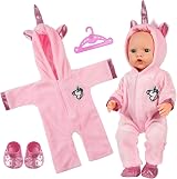 Aolso Baby Doll Clothes 14-18 Inch Unicorn Hooded Jumpsuit with Coat Hanger view 1