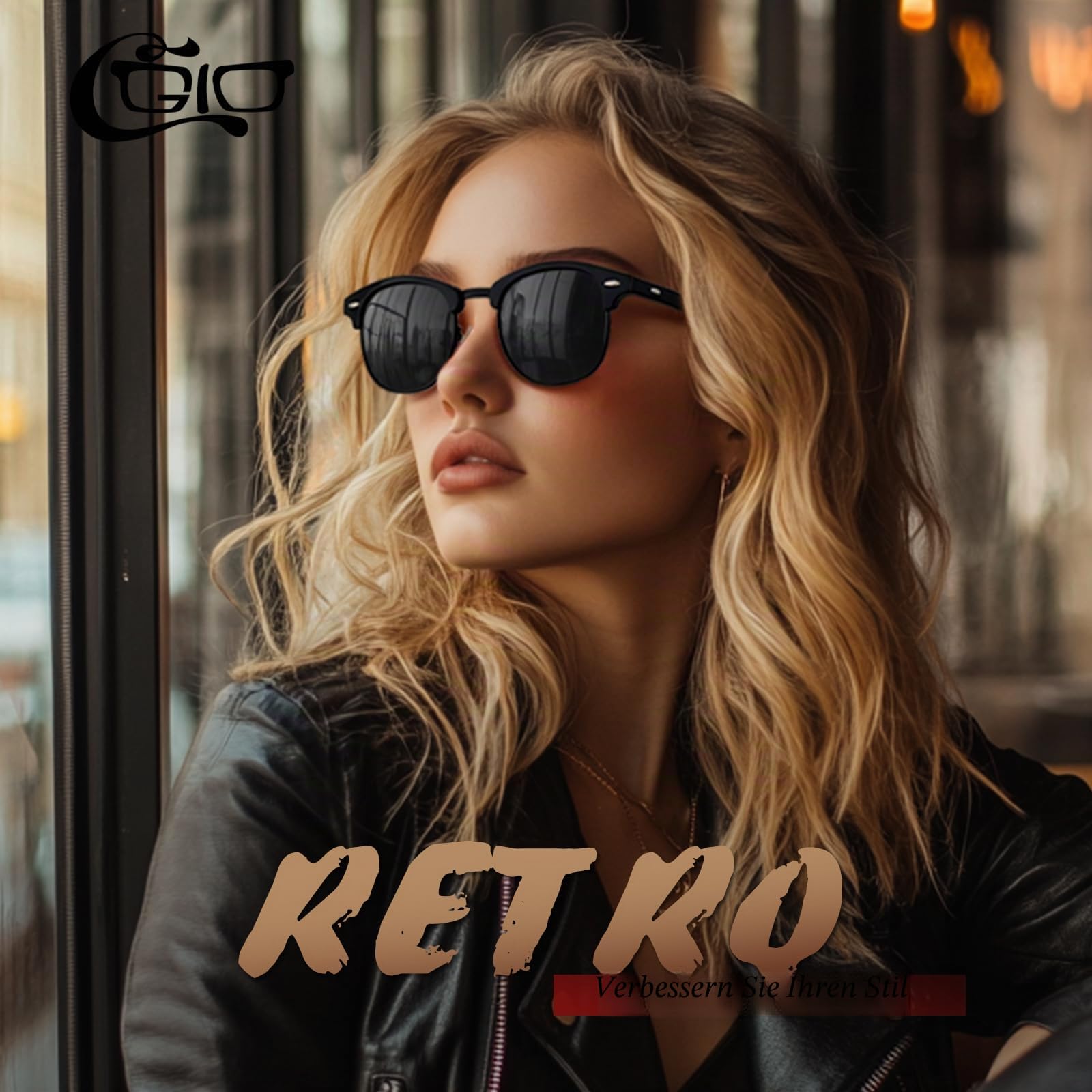 CGID MJ56 clubma Unisex Retro Vintage Sonnenbrille im angesagte 60er Browline-Style mit markantem Halbrahmen Sonnenbrille,Brillen trends 2018, 1a Matte Schwarz-grau, 51 3