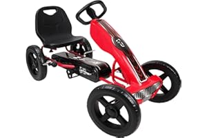 509 Crew Race Z Pedal Go Kart - Red - Kids, Sporty Graphics on The Front Fairing, Adjustable Bucket Seat, 4 Spoke Rims w/ 12' EVA Wheels, Sporty Steering Wheel, Kids Go Kart Ages 4+