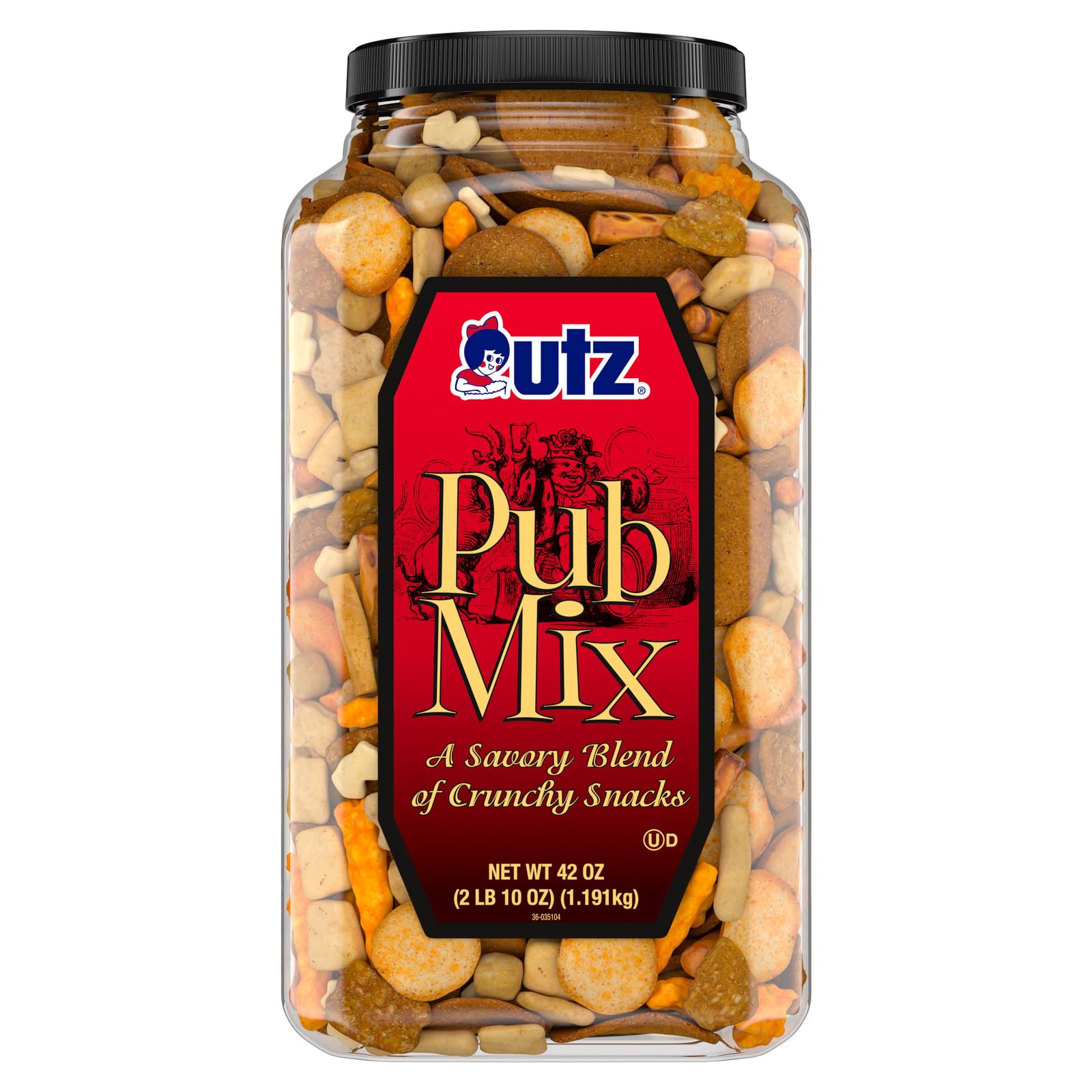 Photo 1 of ***BB 10/2025***
Utz Pub Mix, 42 Oz. Barrel, Savory Snack Mix with a Blend of Crunchy Flavors for a Tasty Party Snack, Resealable Container, Trans-Fat Free and Kosher Certified