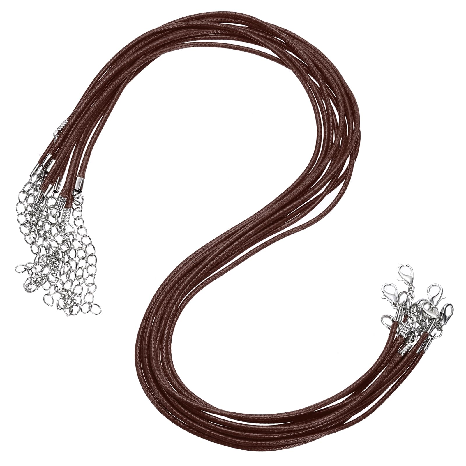 Photo 1 of MECCANIXITY 10pcs 18 Inch Waxed Necklace Cord, Bulk Necklace String with Clasp 2mm Waxed Leather Cord Rope for Jewelry Making DIY Bracelet Pendant, Brown