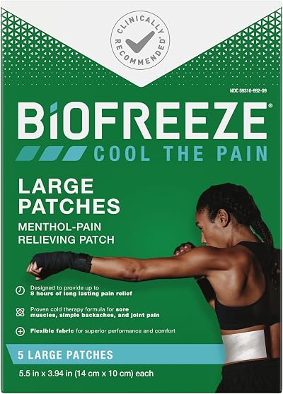 Biofreeze Menthol Pain Relieving Patches 5 Patches Up To 8 Hours