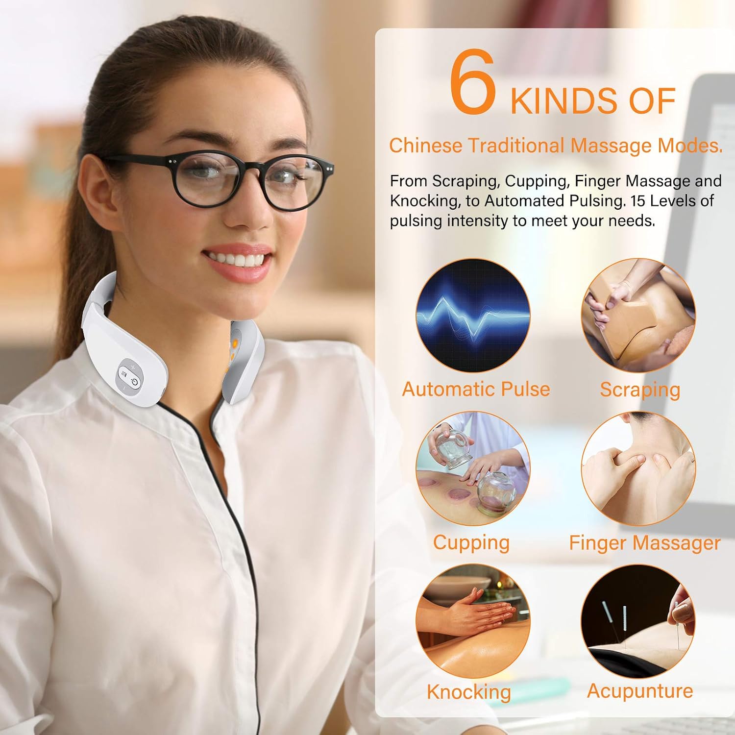 FORTHiQ Neck TENS Machine with Heat, Electric Neck Massager for Pain Relief 15 Levels Deep Tissue Massage, Portable and Soothing - Image 4