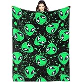 Crazy Aliens Throw Blanket for Couch, Cozy Flannel Warm Blanket, Super Soft Lightweight Blankets for Bedroom Travel Camping Gifts 50" x 40"