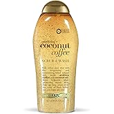 OGX Smoothing + Coconut Coffee Exfoliating Body Scrub with Arabica Coffee & Coconut Oil, Moisturizing Body Wash for Dry Skin, Paraben-Free with Sulfate-Free Surfactants, 19.5 Fl Oz