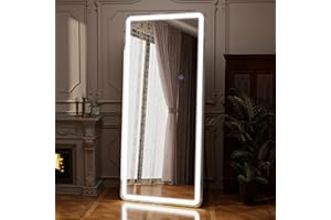 Riskioir 71"x26" LED Full Length Mirror – Standing Floor Mirror with Dimmable Lights 3 Color Modes – Adjustable Brightness, Wall-Mount or Lean for Barber, Fitness Center, Dressing Room, Vanity