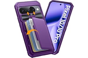 oupeigar for Google Pixel 10 Pro Case with Card Holder & RFID Blocking & Sliding Camera Cover & Kickstand Non-Slip Full-Body Shockproof Wallet Phone Case for Pixel 10 Pro (Purple)
