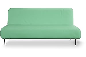 LANE LINEN Armless Futon Cover - Easy Stretchable Futon Covers Full Size, Soft Elastic Textured Fabric Sofa Bed Cover, Sofa Protector Cover for Kids, Machine Washable Couch Slipcover - Neptune Green