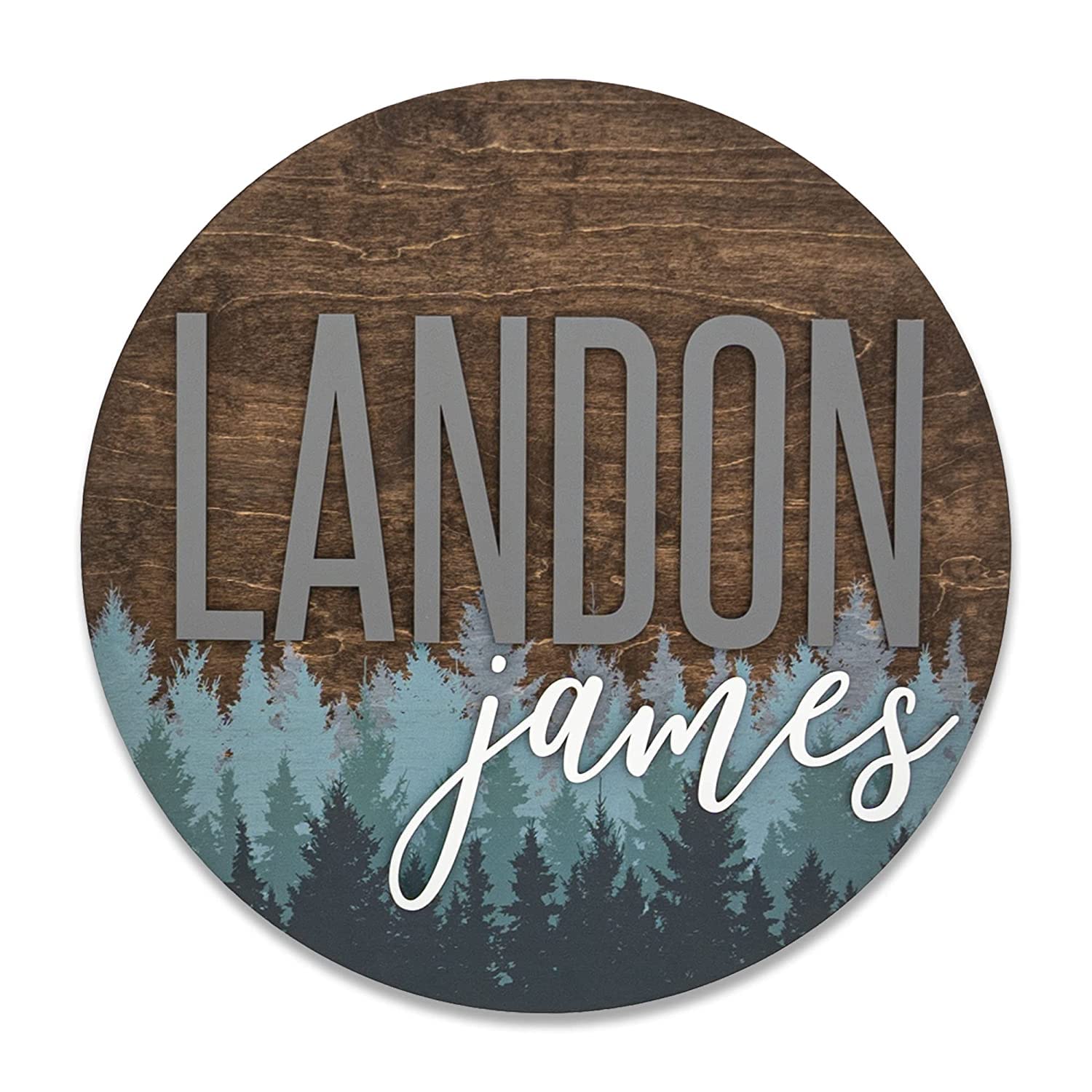 Pine Tree Nursery Name Sign, Personalized Wooden Wall Plaque, 18