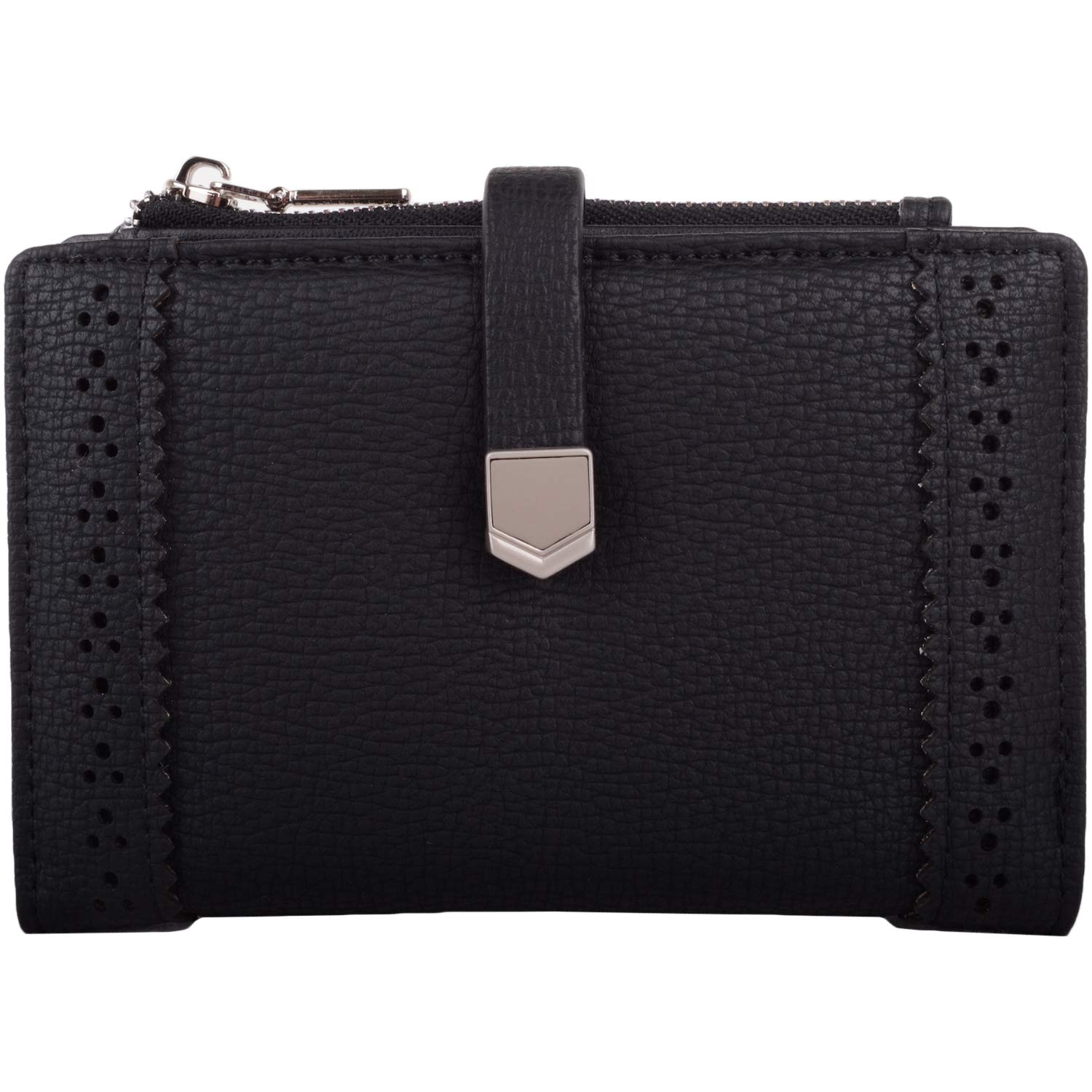 Womens Bi-Fold Faux Leather RFID Protected Money/Coin Holder/Purse - Black