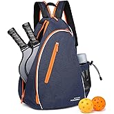 OUTPLORER Pickleball Bags for Women Pickleball Paddle Bag Sports Adjustable Sling Bag with Fence Hook Crossbody Backpack Fits to the Courts