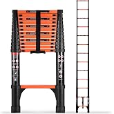 SINMEIRUN Telescoping Ladder, 16.5 FT, 330 lbs Capacity; Orange | EN131 Certified, Straight Extension Ladder; Collapsible Multi-Purpose for Home, Roof and RV
