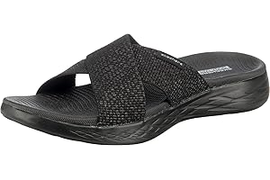 Skechers womens On-the-go 600 - Glistening Metallic Mesh Slide Sandals