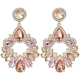 Rhinestone Earrings Dangling for Women Vintage Fancy Cluster Crystal Dangle Earrings Vintage Rhinestone Teardrop Dangle Earrings Sparkly Statement Earrings Crystal Chandelier Earrings for Women Wedding Bridal Prom