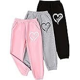 Jolyshlid Girls Sweatpants - 3 Pack Teen Girls' Athletic High Waisted Joggers Pants with Pockets Multicoloured 4-14Y