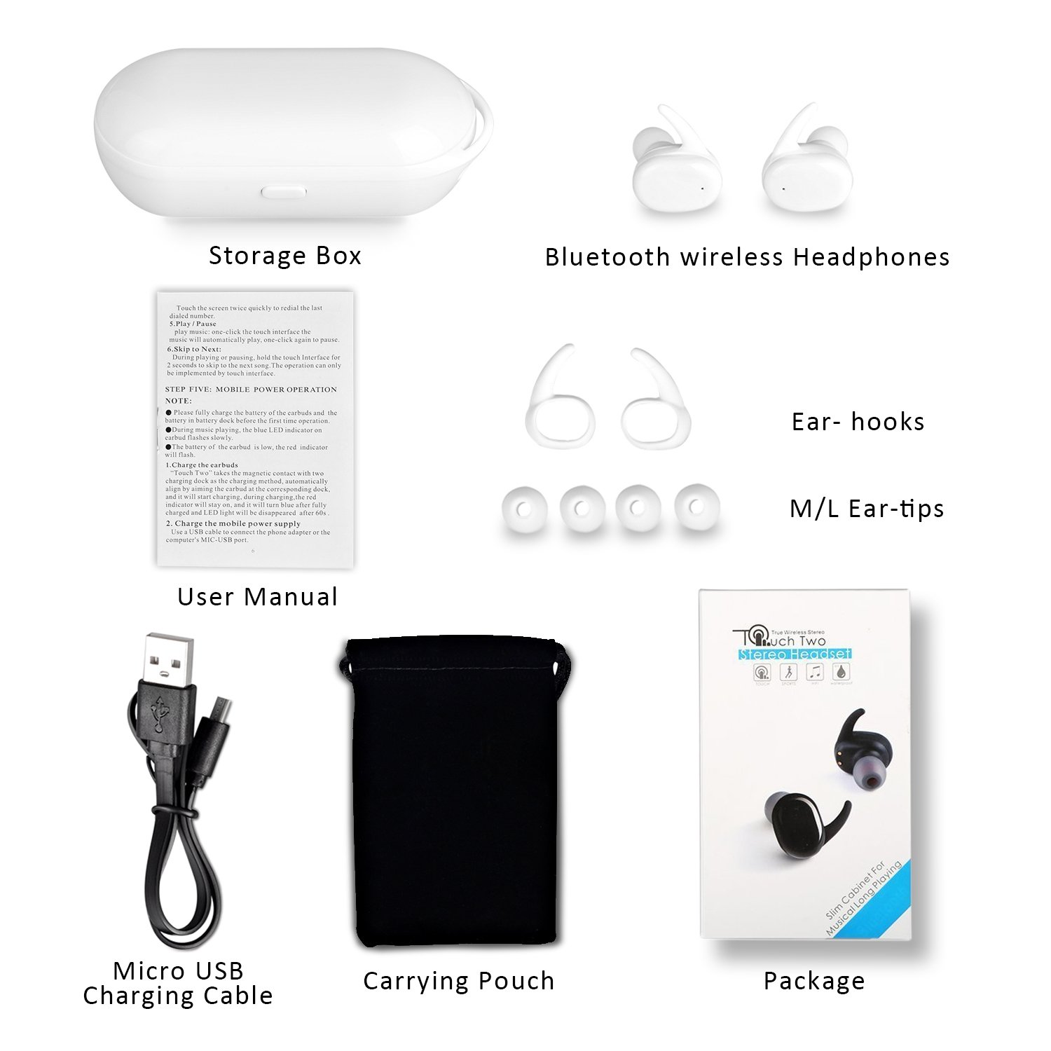 Wireless Earphones, Bluetooth headphones with Mic, Sport Earbuds Waterproof