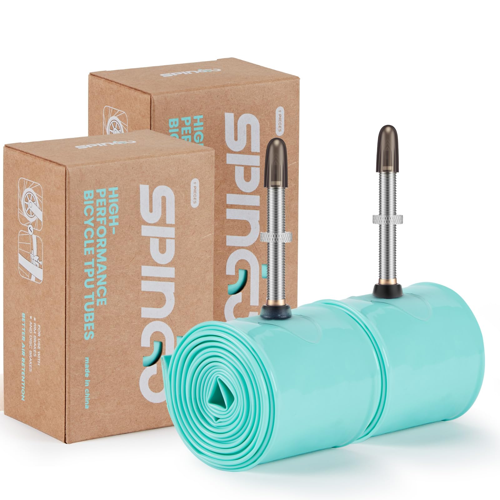 Photo 1 of 2-Pack SPINGO MTB Metal TPU Inner Tube 26inch TPU Inner Tubes for 2.2-2.5 with 48mm Presta Valves Lightweight Mountain Bike Spare Tire