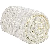 Wellfeel Knitted Weighted Blanket for Adult, No Beads Heavy Blanket 48” x 72'' 12lbs, Breathable Chunky Knit Blanket, Cooling Weighted Blanket for Hot Sleepers, Christmas Home Decor (Ivory White)