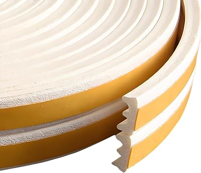 UPSEN Weather Stripping Tape 9mm x 4mm 10m Self-Adhesive E-Type Foam Seal White