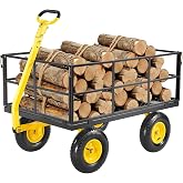 VEVOR 1400 Lbs Steel Garden Cart, Heavy Duty Pullable Garden Wagon Yard Cart, 2 in 1 Outdoor Metal Utility Wagon Yard Trailer with 13" All Terrain Tires, Mesh Removable Sides and 180&deg;Rotating Handle