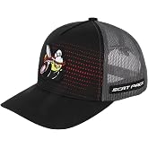 Dodge Scat Pack Rumble Snapback Trucker Hat &ndash; Black Red Mesh Cap with Embroidered Scat Pack Bee Logo Patch &amp; Side Patch, Licensed