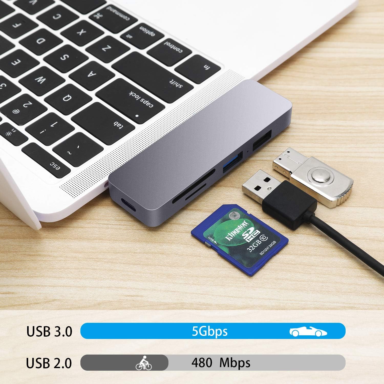 USB C Hub for MacBook,6-in-1 Type C Hub Adapter for Laptop with USB 3.0/2.0, 87W Small USB Hub for Laptop Powered Delivery, TF/SD Card Reader Compatible for MacBook Pro, XPS More Type C Devices: Electronics