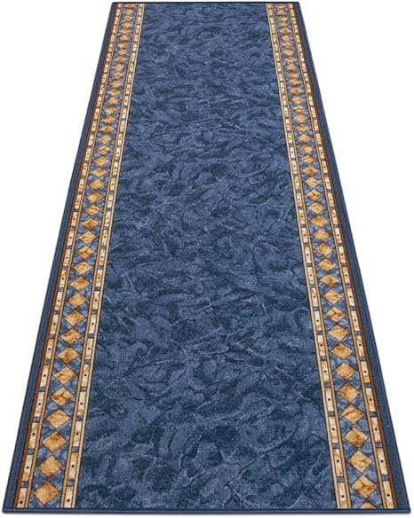 Billigerluxus Teppichlaufer Teppich Laufer Brucke Cheops Bordure Blau 67cm Breite Lange 380cm Amazon De Kuche Haushalt