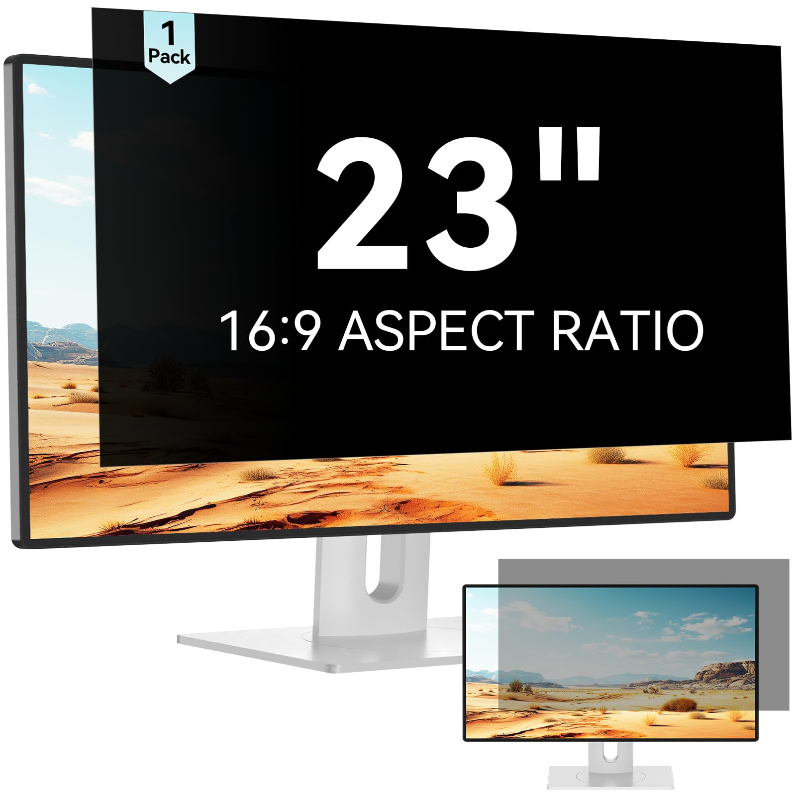 Mamol 23 Inch Computer Privacy Screen Filter for 16:9 Widescreen Monitor, Anti Glare & Blue Light Filter, Removable Computer Monitor Privacy Shield, Anti-Scratch Screen Protector Film 23 in