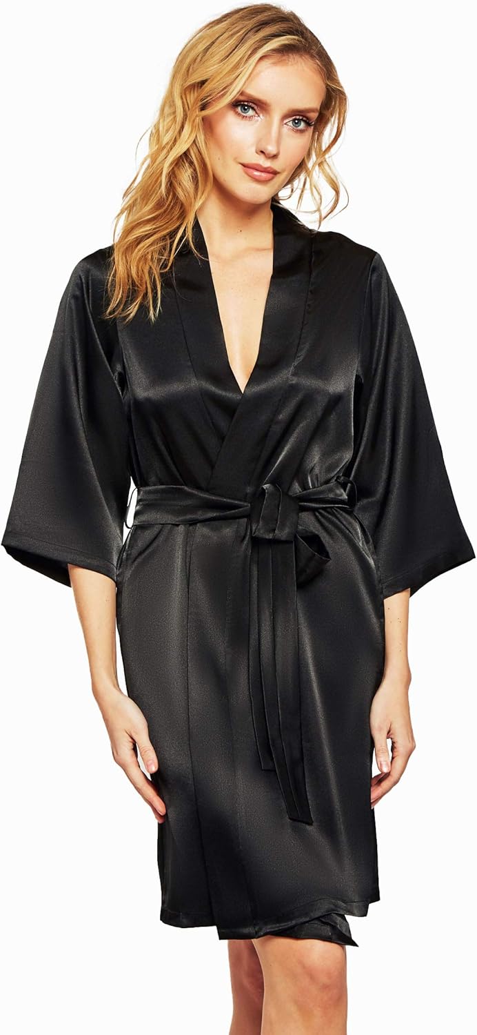 iCollection Lingerie Basic Satin Robe Clothing