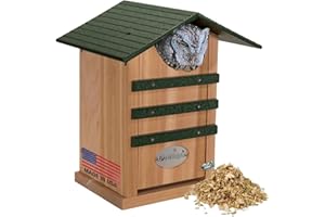 JCS Wildlife Screech Owl Nesting Box, Owl House, Cedar, with Poly Lumber Roof, Premium Build with Weather Proof Roof and Made in USA. Also for Saw-whet, Boreal, Elf owl, Kestrel & Others. Easy to