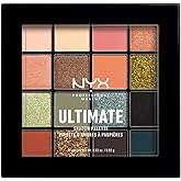 NYX Professional Makeup Ultimate Eye Shadow Palette, Pressed Pigments, Vegan Formula, 16 Shades, Matte, Satin, Metallic, Shad